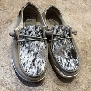 cow print hey dude size W5